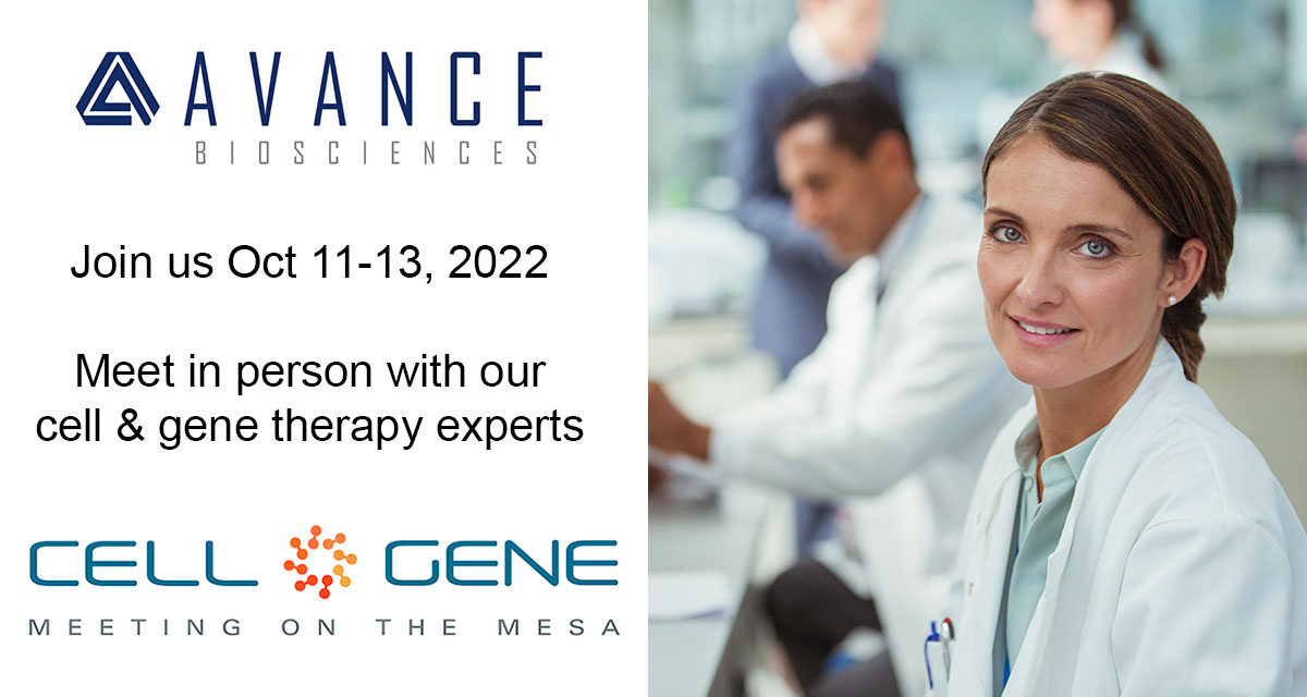 Join Avance Biosciences™ at the Cell & Gene Meeting on the Mesa Oct 11